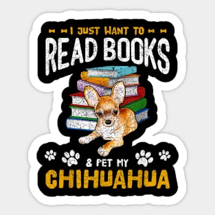 Book Reading Dog Mom Pet Dad Chihuahua Sticker